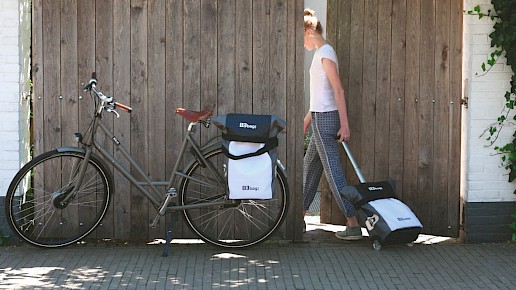 B3bag, de extra grote waterdichte fietstas trolley.